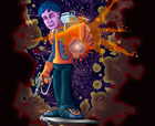 Titel: -- Soulsoldier -- , Comicfigur im Marvel-Stil mit Laser-Gunund Surf-Brett