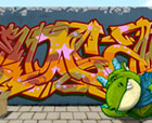Titel: -- Edgars first masterpiece -- , Little green dragon paints a graffiti