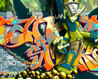 Titel: -- Ganja-Smoker -- , Graffiti with ganja smoking comic character